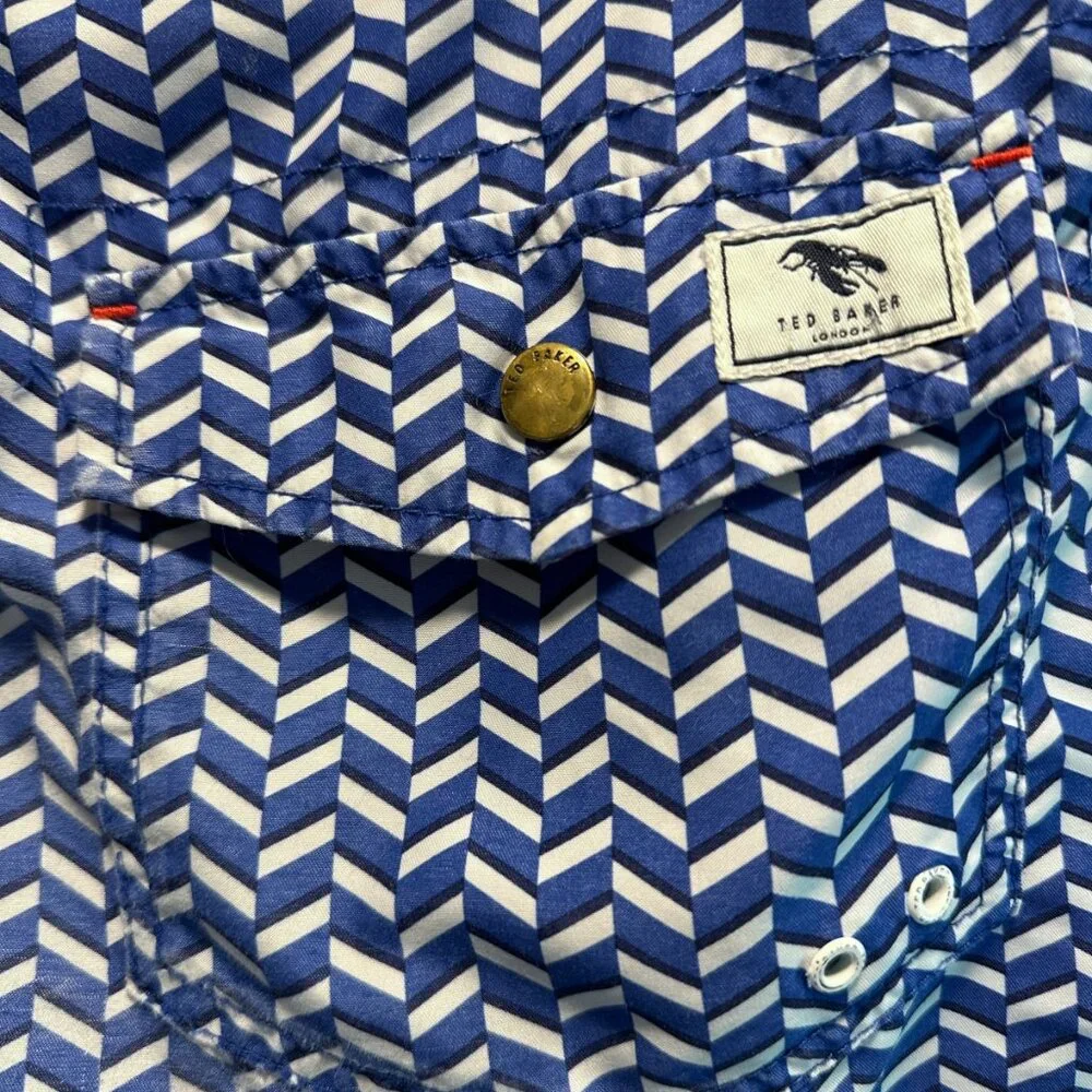 Ted Baker Blue Swim Trunks Shorts Lined Pockets Size 2 Waist 34‎